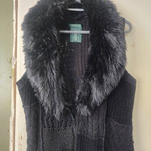 Ralph Lauren, faux fur collared, vest. Sz L